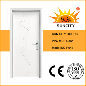 Conception de portes de salle de bains PVC simple flush moderne (SC-P043)